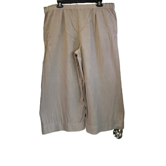 PURE JILL Womens L Khaki Elastic Waist Wide Leg 100% Lyocell Pants - Picture 2 of 14